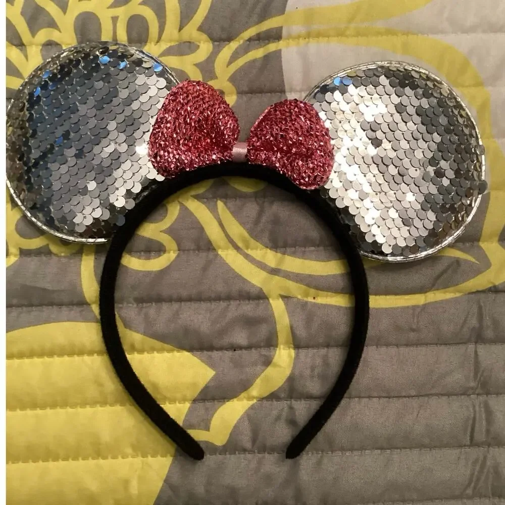 NWOT Disney Minnie Mouse pink bow silver ears lightweight headband